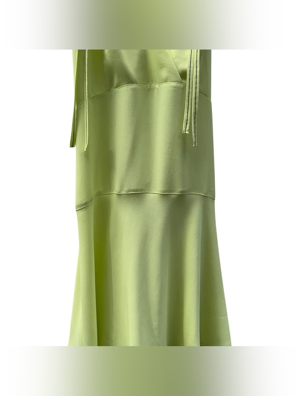 PROENZA SCHOULER White Label Plunging Shoulder Tie V-Neck Midi Dress Celery Sz 8 - Picture 7 of 16